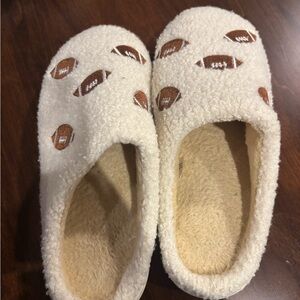 Women's Cream Football Slippers